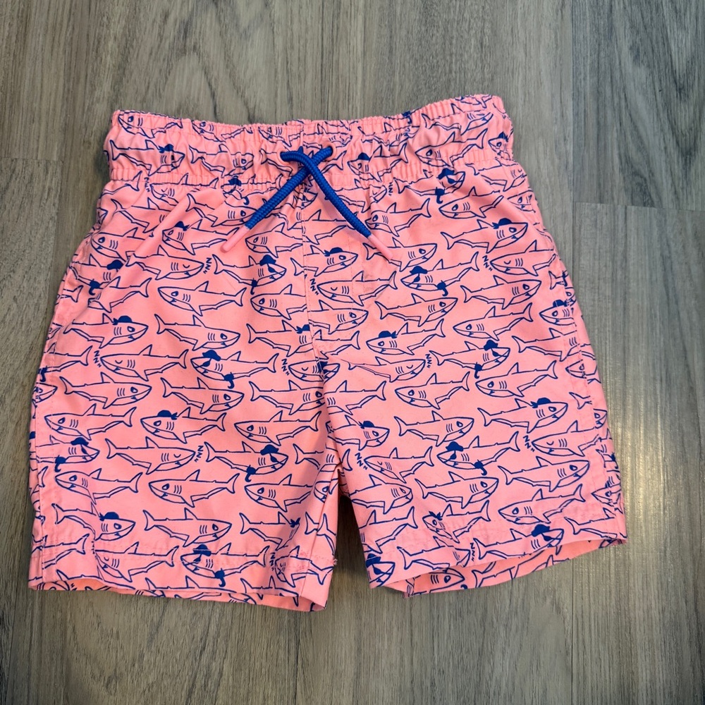 Cat & Jack Pink Shark Print Kids Swim Trunks Size 3T